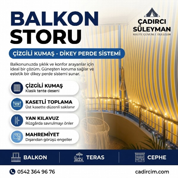 Balkon Storu — Çizgili Kumaş Dikey Perde Sistemi 1