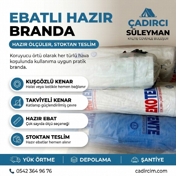 Ebatlı Hazır Branda — Mavi PE, Kuşgözlü
