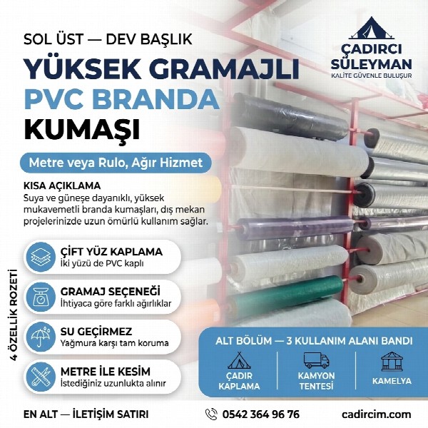 PVC Branda — Yüksek Gramajlı, Metre / Rulo 1